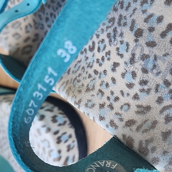 Mephisto Turquoise Leather Sandals Made In France Size 38 - Picture 7 of 15